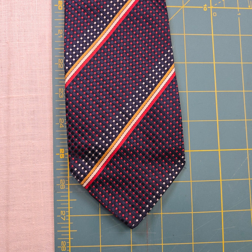 VTG Central Mode Necktie 1980s JAPAN 3.5in Men's Navy Red White Gold EUC Cravat